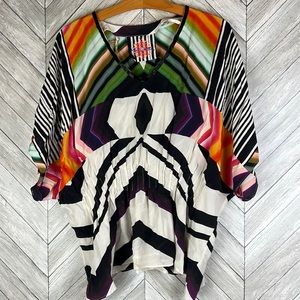 NWT ROBERT GRAHAM Beaded Silk Top